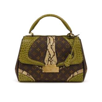 View 1 of Lot 57: Monogram Python and Green Porosus Crocodile Monogramissime Bowling Bag Gold Hardware, circa 2000