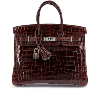 View 1 of Lot 3087: Cocoan Shiny Niloticus Crocodile Birkin 25 Palladium Hardware, 2008