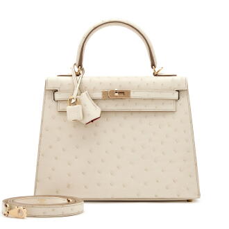 View 1 of Lot 10: Nata Ostrich Kelly 25 Permabrass Hardware, 2023