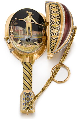 Catalog image of 'the tightrope dancer' swiss | a very rare and fine gold, enamel and pearl-set …
