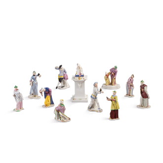 View 1 of Lot 740: A group of eight Nymphenburg porcelain chinoiserie figures, 20th century