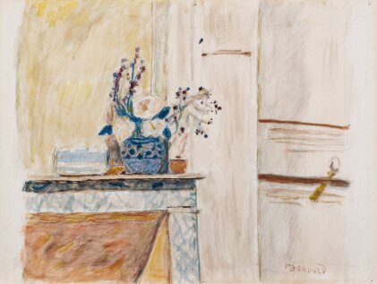 View 1 of Lot 48: Vase de fleurs sur une cheminée