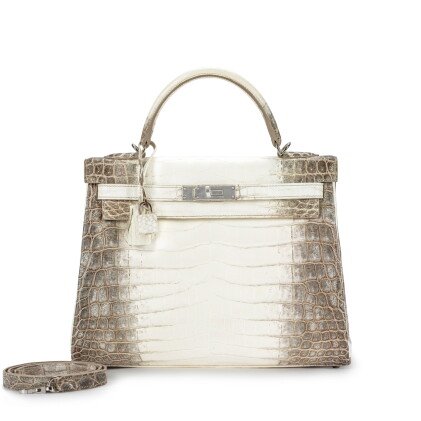 Catalog image of White Matte Niloticus Crocodile Himalaya Kelly 32 Retourné Palladium Hardware, 2021