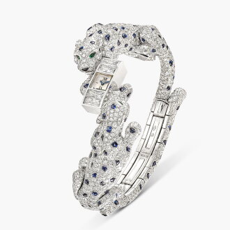 View 1 of Lot 1657: Diamond, Sapphire, Emerald and Onyx ‘Baby Panthère Riviera’ Wristwatch | 卡地亞 |   鑽石 配 藍寶石 配 祖母綠 及 縞瑪瑙 ‘Baby Panthère Riviera’ 腕錶 