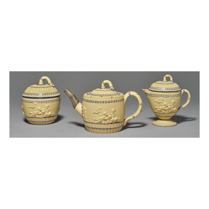 Catalog image of a wedgwood caneware part-bamboo-molded part tea service circa 1780-1800