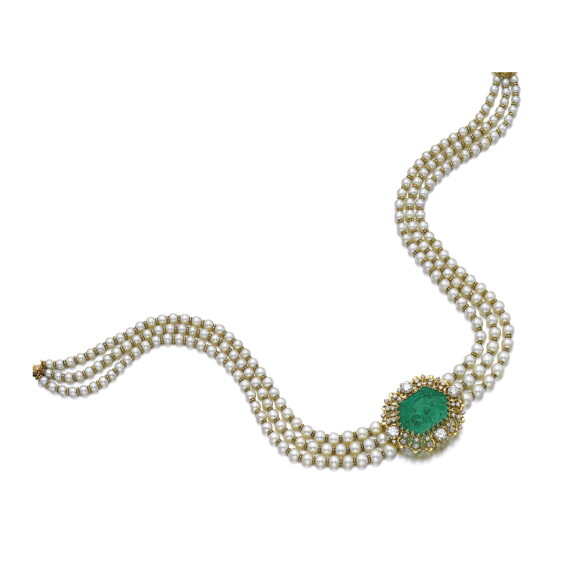 Emerald, pearl and diamond necklace, Alexandre Reza