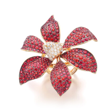 Catalog image of michele della valle | orange sapphire and diamond ring