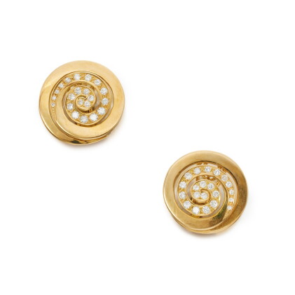 Catalog image of Pair of Gold and Diamond Earclips