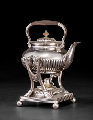 Catalog image of Louis Tiffany's Silver-Plated Teapot on Stand, from the Personal Collection of …
