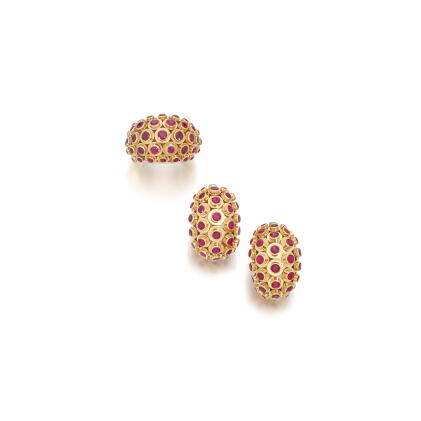 Catalog image of Gold and ruby demi-parure, 1940s