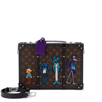 View 1 of Lot 710: X Virgil Abloh Limited Edition Multicolor Textile Coated Embroidery, Brown Monogram Coated Canvas and Black Calfskin Zoooom With Friends Essential Trunk Silver Hardware, 2021