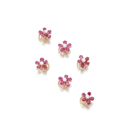 Catalog image of Ruby and diamond pin brooches