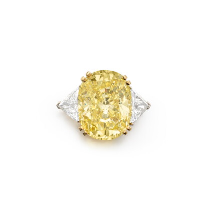 Catalog image of An Important Fancy Intense Yellow Diamond and Diamond Ring | 濃彩黃色鑽石配鑽石戒指