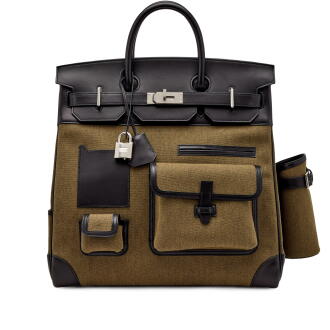 View 1 of Lot 120: Limited Edition Black Box and Khaki Toile Goeland HAC Cargo Birkin 40 Palladium Hardware, 2022