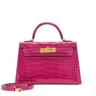 View 1 of Lot 2: Rose Scheherazade Shiny Alligator Mini Kelly II 20 Sellier Gold Hardware, 2018