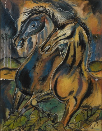 Catalog image of Caballos en un paisaje con relámpagos