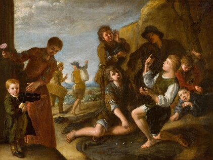 Catalog image of Boys playing dice, a presentation modello