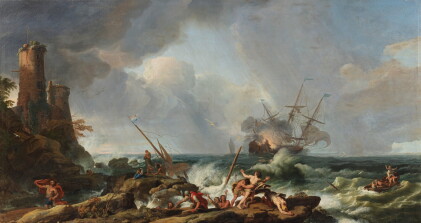 Catalog image of A storm on a rocky coast | Tempête sur une côte rocheuse avec un orage