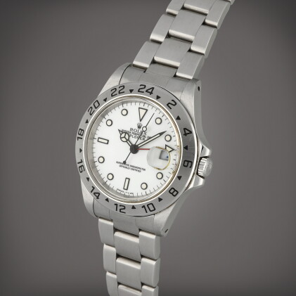 Catalog image of Explorer II, Reference 16570 | A stainless steel dual time zone wristwatch with…