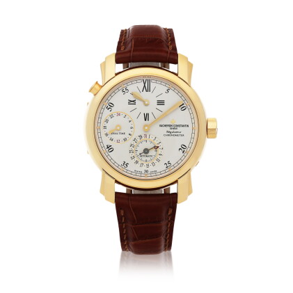 Catalog image of Malte Regulateur, Ref. 42005 Yellow gold dual time wristwatch with date and reg…