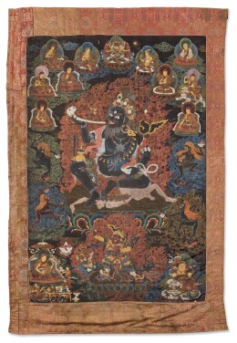 View 1 of Lot 818: A large black-ground thangka depicting Mahakala Brahmanarupa, Tibet, circa 1740-80