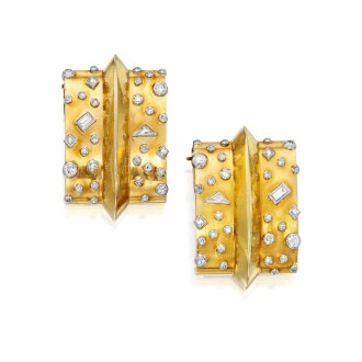 View 1 of Lot 185: Suzanne Belperron | Two Gold and Diamond Clips, France