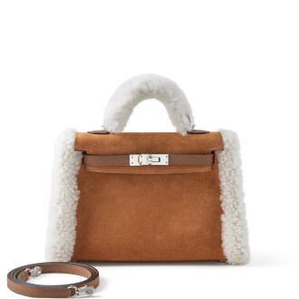 View 1 of Lot 11: Limited Edition Alezan Swift, Chamois Grizzly and Ecru Shearling Teddy Plush  Mini Kelly II 20 Palladium Hardware, 2025