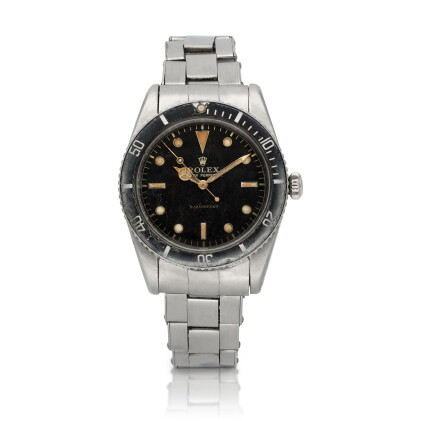 Catalog image of Submariner ‘Small crown’, Ref. 6205 | A stainless steel wristwatch with bracele…