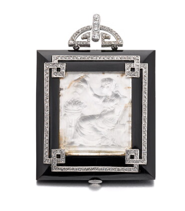 Catalog image of Georges Fouquet | Onyx, rock crystal and diamond pendant/watch, circa 1923 | Ge…
