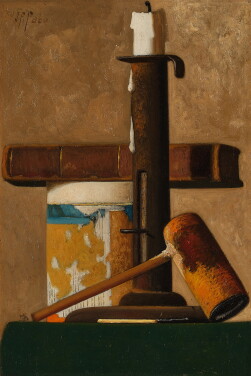 View 1 of Lot 929: Candlestick, Mug, Pipe and Book