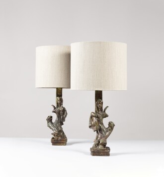 View 1 of Lot 119: Pair of "Dompteuses" Table Lamps
