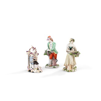 View 1 of Lot 777: A pair of Höchst porcelain figures of gardeners, circa 1750-55