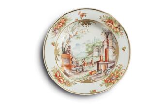 View 1 of Lot 41: A Hausmaler-style Plate, the porcelain possibly Meissen 18th century, the decoration later