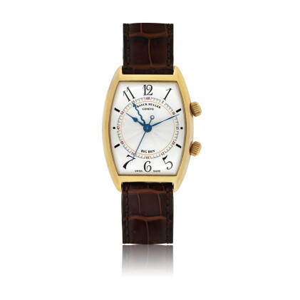 Catalog image of franck muller | ref 2852 al big ben, a pink gold tonneau form alarm watch circa 2000