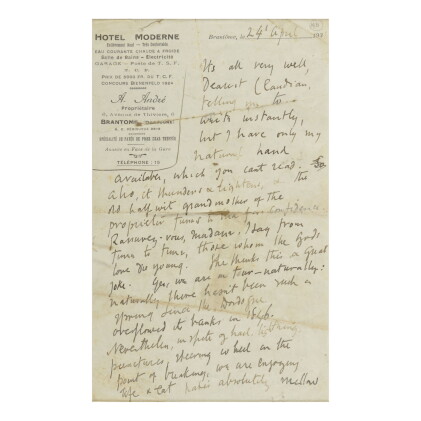 Catalog image of virginia woolf | autograph letter signed ("v"), to her nephew quentin claudian …