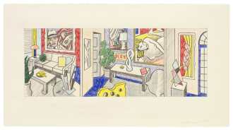 View 1 of Lot 126: Large Interior with Three Reflections (Mural Panel) (Study)