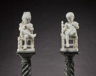 View 1 of Lot 18: A Boy reading and a Girl sewing