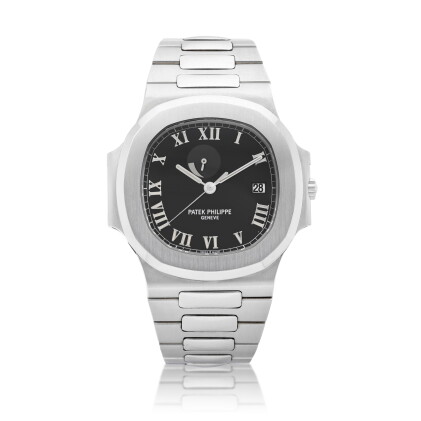 Catalog image of Nautilus, Reference 3710 | A stainless steel bracelet watch with date and power…