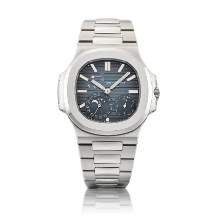 Catalog image of Nautilus, Reference 5712 | A stainless steel bracelet watch with date, moon pha…