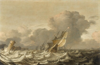 Catalog image of sailing vessels in choppy seas
