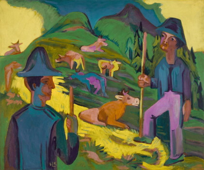 Catalog image of Zwei Kuhhirten mit Kühen (Two Cowboys with Cows)