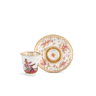 View 1 of Lot 556: A Meissen porcelain chinoiserie beaker and stand, circa 1725