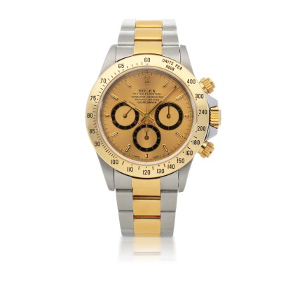 Catalog image of rolex | 'zenith' daytona, ref 16523 stainless steel and yellow gold chronograph…