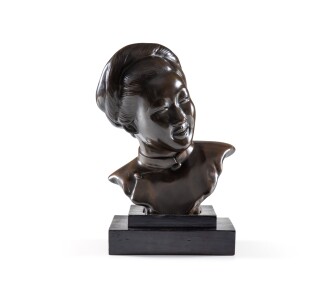 View 1 of Lot 41: School of Indochina, Young smiling Tonkinese woman | 中南半島學派,  女人頭像