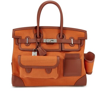 View 1 of Lot 6105: Limited Edition Marron d'Inde Swift and Canvas Cargo Birkin 35 Palladium Hardware, 2020