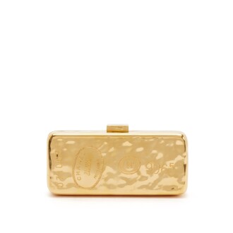 View 1 of Lot 169: Hammered Gold Metal Bullion Bar Minaudière Clutch Gold Hardware, 2006
