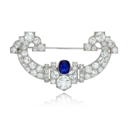 Catalog image of A sapphire and diamond brooch