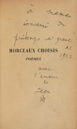 Catalog image of Morceaux choisis. 1932. Rel. de Nobuko Kiyomiya. Ex. du service de presse, avec…