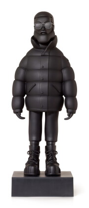 Catalog image of moncler | mr. moncler black vinyl figure, hong kong mr. moncler 黑色模型，香港