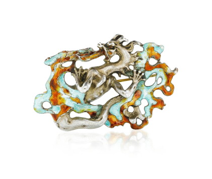 Catalog image of Broche émail et argent, "Dragon" | Enamel and silver brooch, 'Dragon'